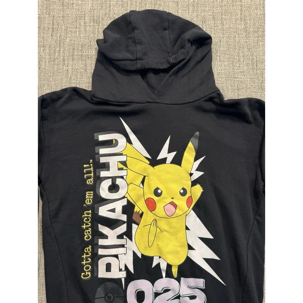 Pokemon Pikachu Black Hoodie 2023 License Gotta Catch Em All! 025 12-13 Years Sz - Picture 10 of 15